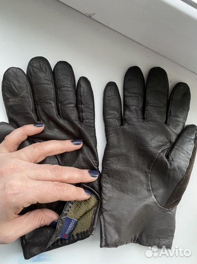 Мужские кожаные перчатки коричневые
