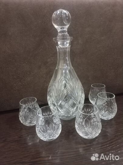 Графин и стаканчики, хрусталь СССР