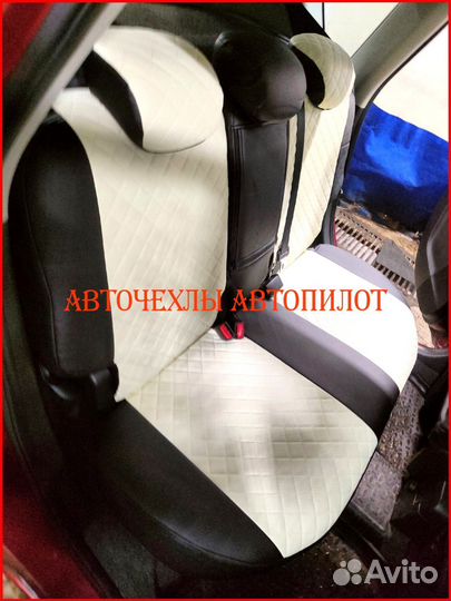 Чехлы Автопилот Nissan Note из экокожи чёрно-белые