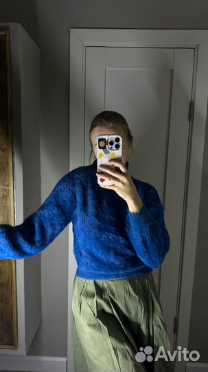 Мягкая пушистая кофта синяя размер XS