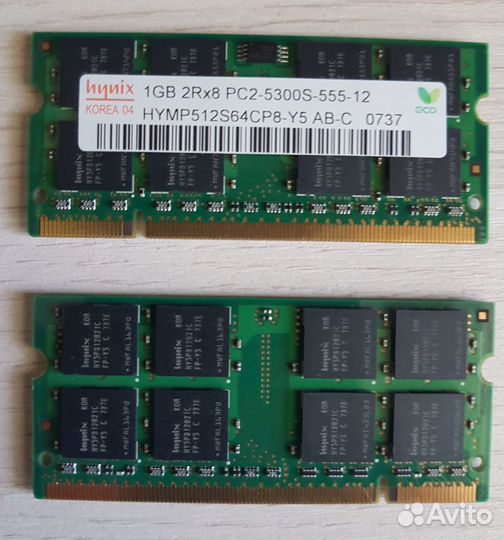 Озу (для ноутбука) 1GB 2Rx8 PC2-5500S-555-12