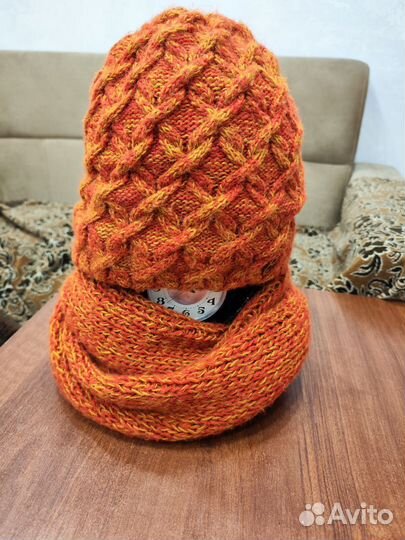 Шапка, снуд, варежки шерсть