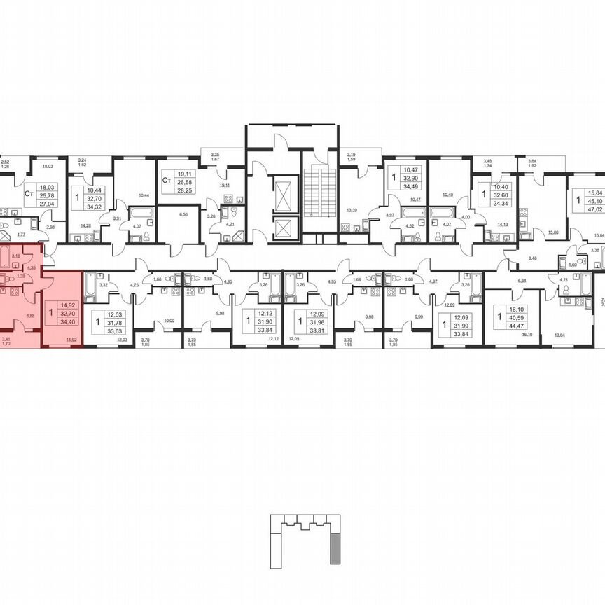 1-к. квартира, 34,4 м², 5/19 эт.