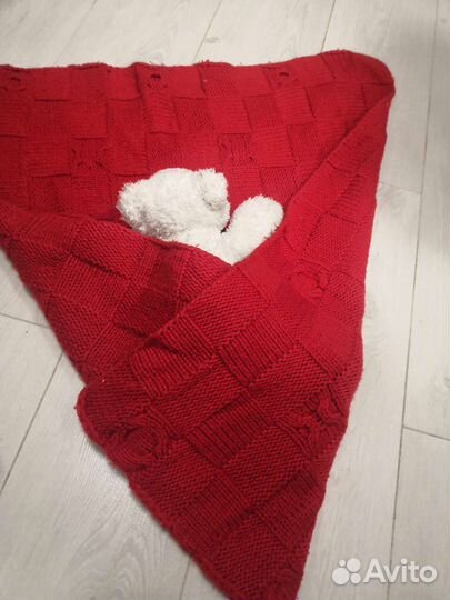 Плед шерстяной ручной вязки 67*76