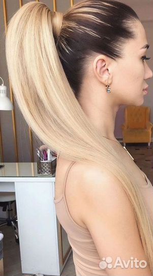 Хвост на резинке премиум, накладной хвост шиньон