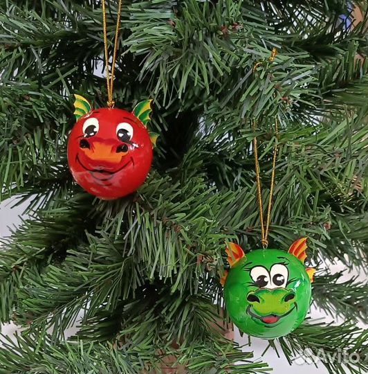 Елочная игрушка Шарик дракончик в ассортименте