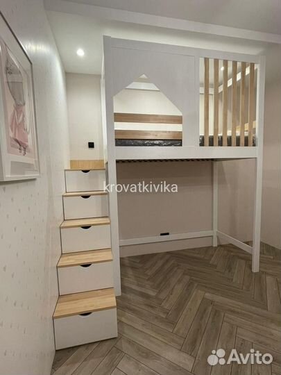 Детская Эко кровать домик, кровать чердак