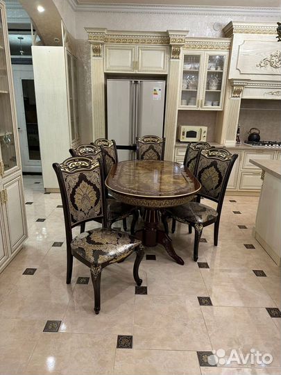 Стол и стулья голд орех