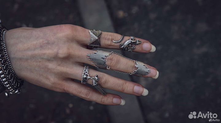 Кольцо серебряное саламандра пирамида браслет цепь