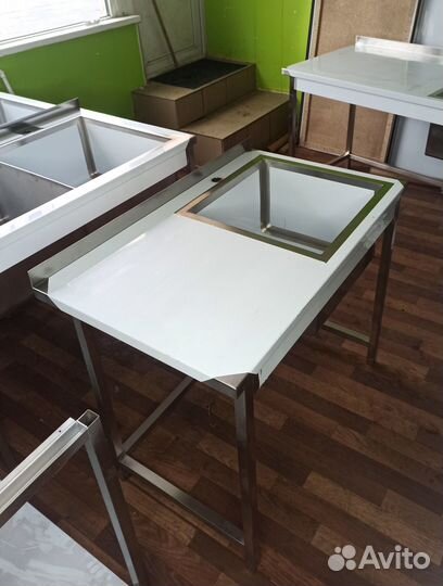 Стол с мойкой из нержавейки 100x60