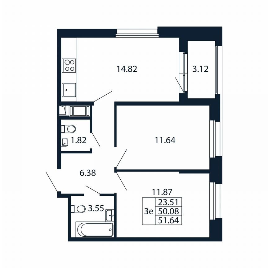 3-к. квартира, 53,2 м², 5/12 эт.