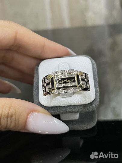 Мужская золотая печатка Cartier с бриллиантами