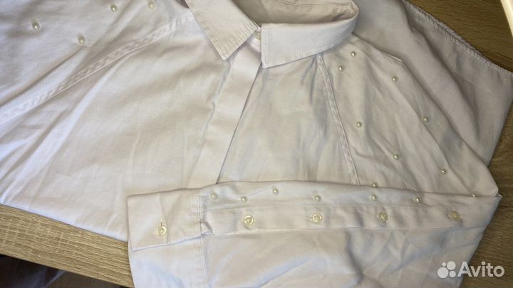 Рубашка оверсайз с жемчужинами