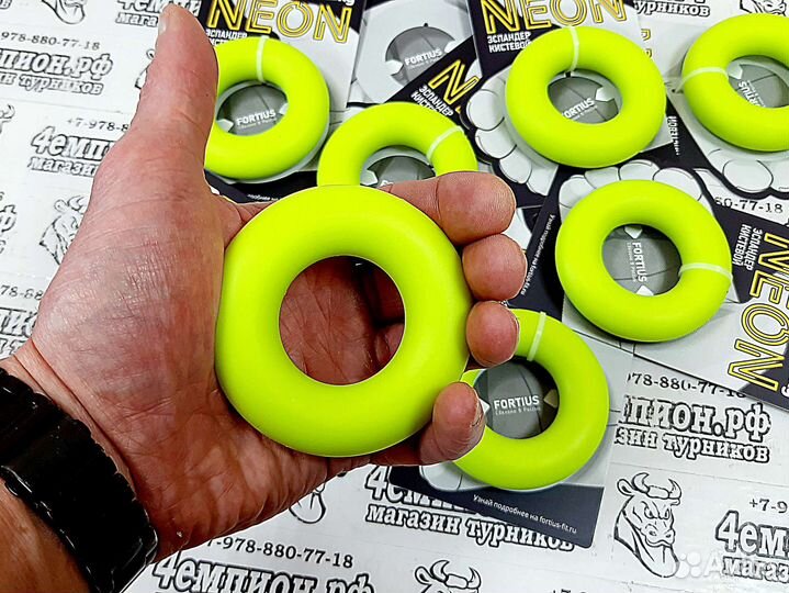 Эспандер кистевой 30 кг жёлтый неон кольцо силовое