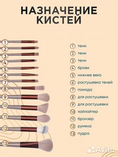 Пенал-скрутка. Набор из 13 кистей в подарок
