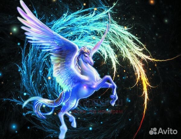 Алмазная мозаика 40x50 Пегас в ночном небе