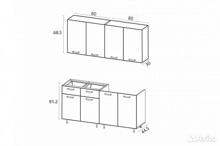 Кухня Астра 1.4 м черный глянец