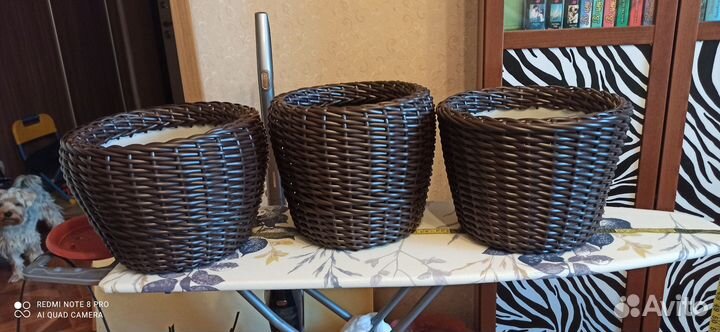 Набор из 3-х Кашпо из ротанга 12 литров
