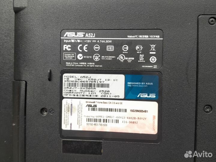 Ноутбук asus k52,Core -i7, Ssd 128Gb, 8Gd ram
