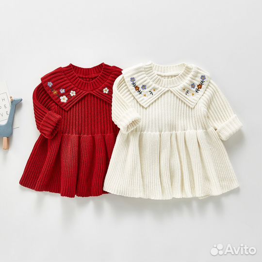 Вязанное платье детское 80,90