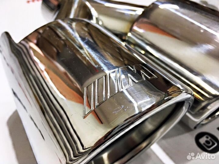 Насадки на выхлоп BMW двойные с лого M хром 89 мм