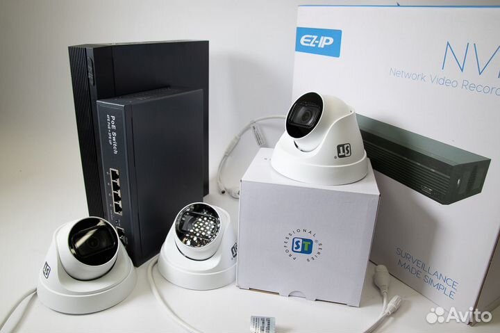 Комплект видеонаблюдения ip 3 уличных камеры EZ+ST