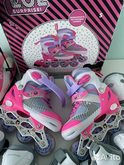 Ролики детские раздвижные 28-33 размер + защита