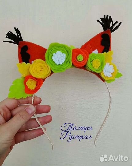 Ободок с ушками ручная работа