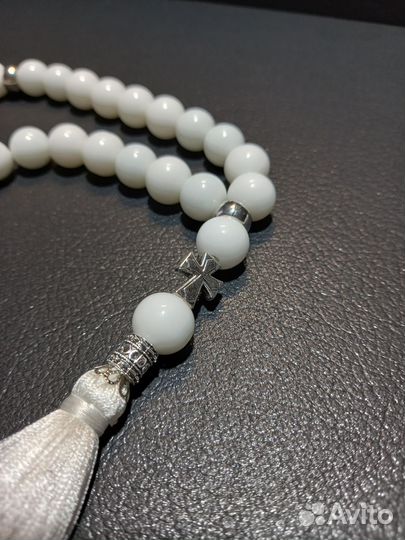 Четки православные 30 зерен Белый агат