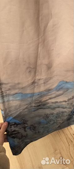 Широкие штаны с японским принтом