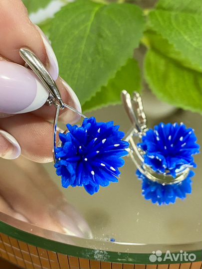 Серьги васильки