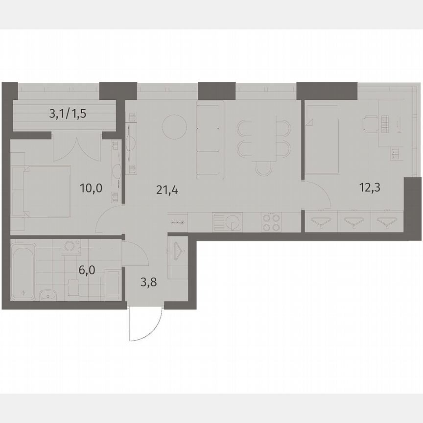 2-к. квартира, 55,2 м², 5/11 эт.