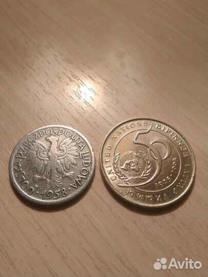 2 злотых Польша, 20 тенге юбилейная Казахстан