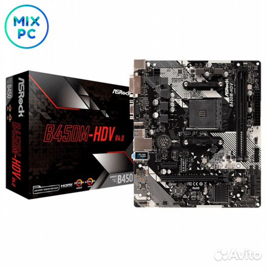 Материнская плата AM4 ASRock B450M-HDV R4.0