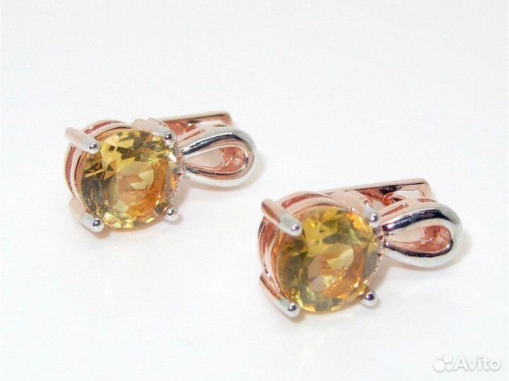 Серебряные серьги с цитринами