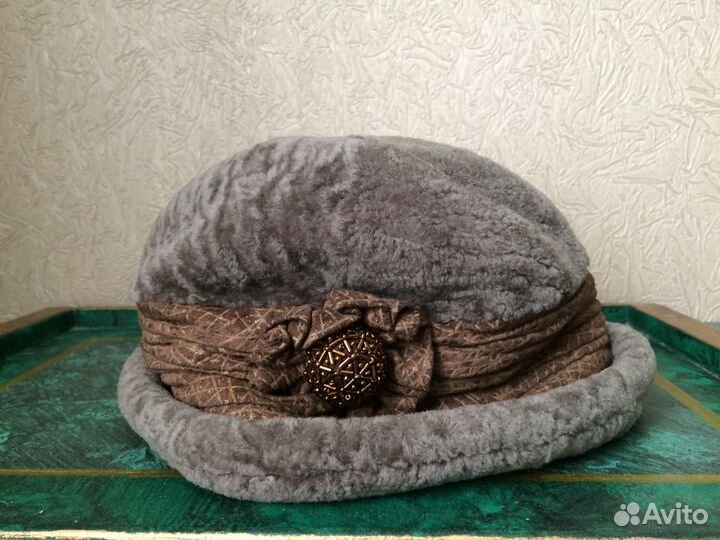 Меховая женская шляпка панама