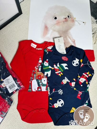 Комплект новогодних боди для новорожденных Lupilu