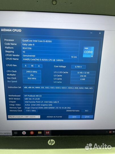 HP ProoBook 440 G5 core i5-8250/RAM8GB/SSD240