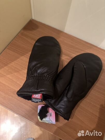 Варежки кожа+мутон