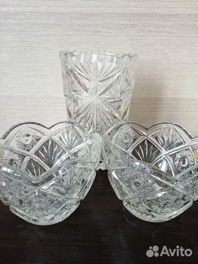 Ваза для цветов хрустальная, салатники хрустальные