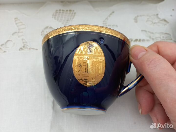 Чашка с блюдцем, кобальт лфз СССР