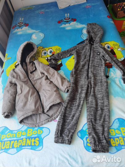 Куртка осенняя 110+комбинезон флисовый 116