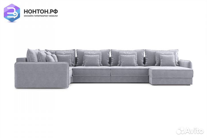 Диван п-образный тик-так Антей серый