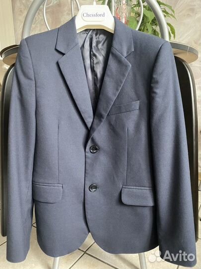 Новый пиджак на мальчика темно синий рост 140