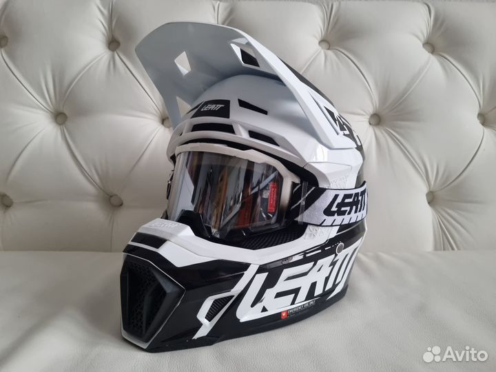 Oчкu + Шлем Комплект Leatt 7.5 White Black V23