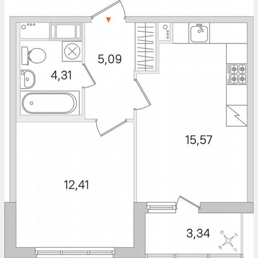 1-к. квартира, 39,1 м², 8/8 эт.