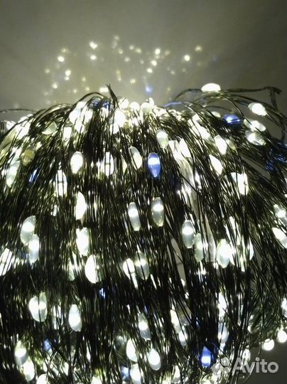 Гирлянда нить роса зеленый провод