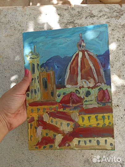 Картина маслом Флоренция. Италия, холст на картоне