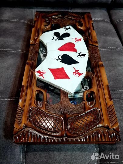 Нарды ручной работы со стеклом