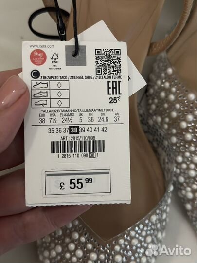 Мюли Zara босоножки 38 с камнями